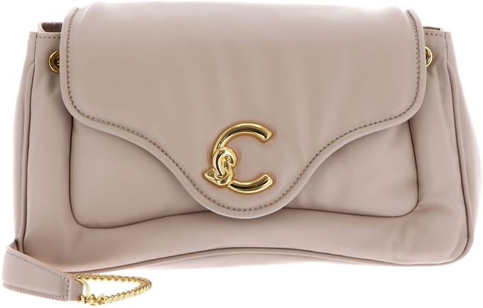 COCCINELLE Leren schoudertas C-Me Fluffy Crossbody Bag Rosette / Rosette beige