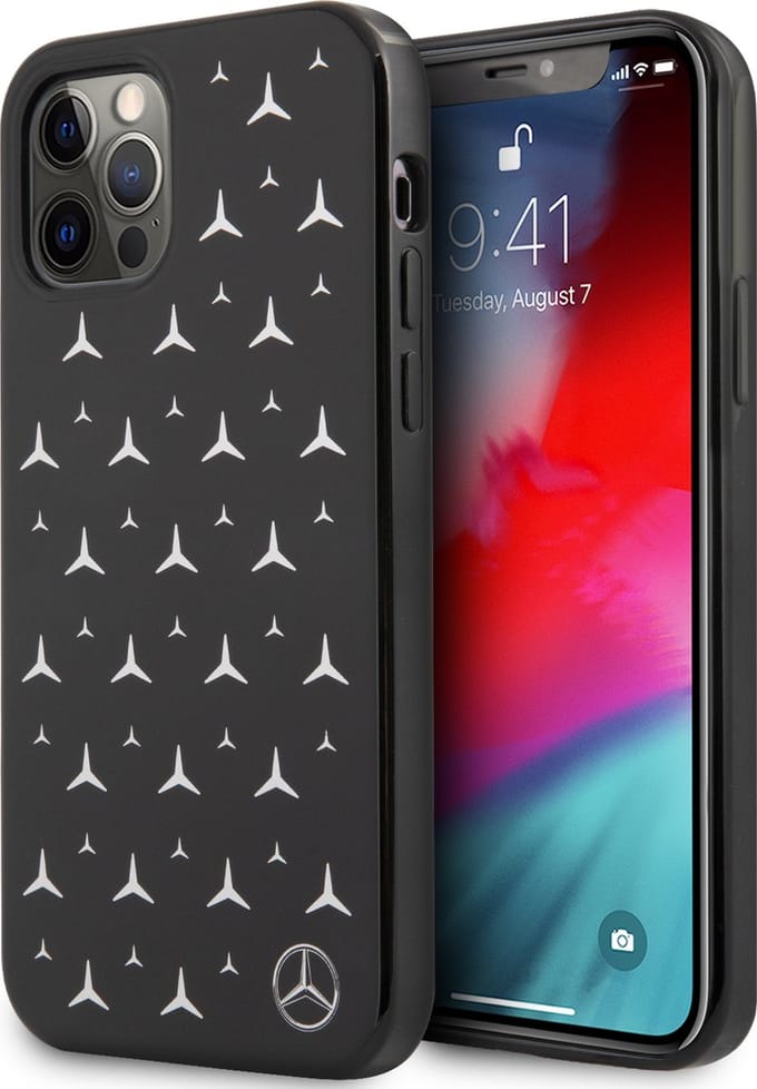 Mercedes Silver Stars Pattern Case for iPhone 12 Pro Max - Black