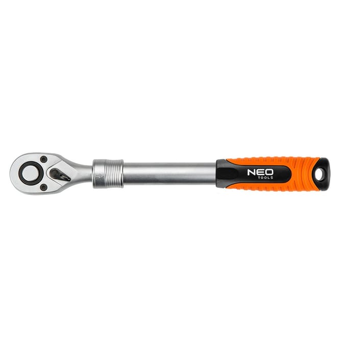 Neo Tools Ratel 1/4 Aansluiting 72 Traps Uitschuifbaar Tot 200mm DIN 3122 TUV M+T