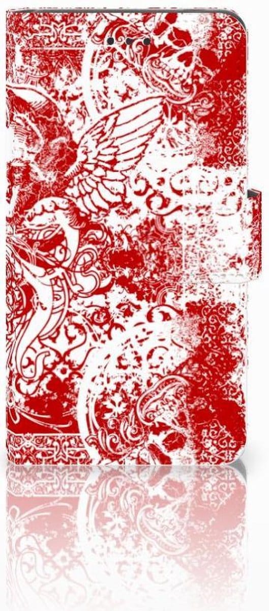 Telefoonhoesje met Naam Nokia 7 Angel Skull Rood