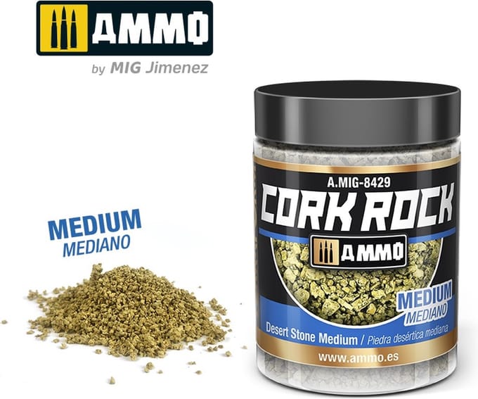 AMMO by Mig Jimenez Modelbouwdecoratie - MIG 8429 Cork Rock Desert Stone - Medium - Terraform - 100ml Effecten potje