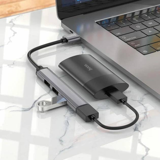 Hoco HB26 4-in-1 USB Hub – USB naar USB 3.0 + 3× USB 2.0