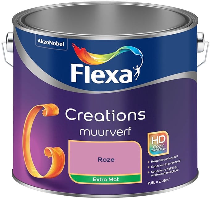 Flexa - Creations Muurverf Extra Mat - Roze - Mengverf - 2,5 L