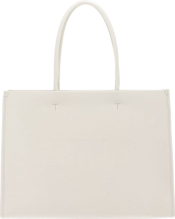 FURLA Leren Schoudertas Shopper Opportunity Tote Bag Marshmallow + Nero Crème