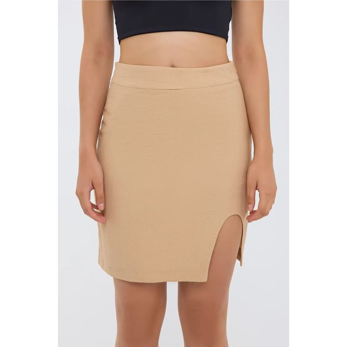 Naadloze Hoge Taille Rok met Split