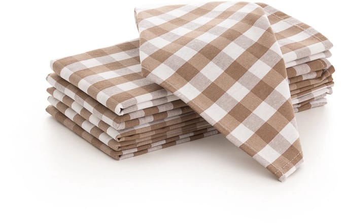 GAMUSI - Set van 6 Servetten Vichy Ruit - 45x45 cm - Katoen Polyester - Herbruikbare Dinerservetten - Horeca Kwaliteit - Taupe