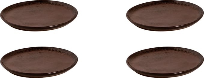 Palmer - Bama Copper - Bord - 4 stuks - ø 21 cm - Koperkleurig - Stoneware - Bordenset