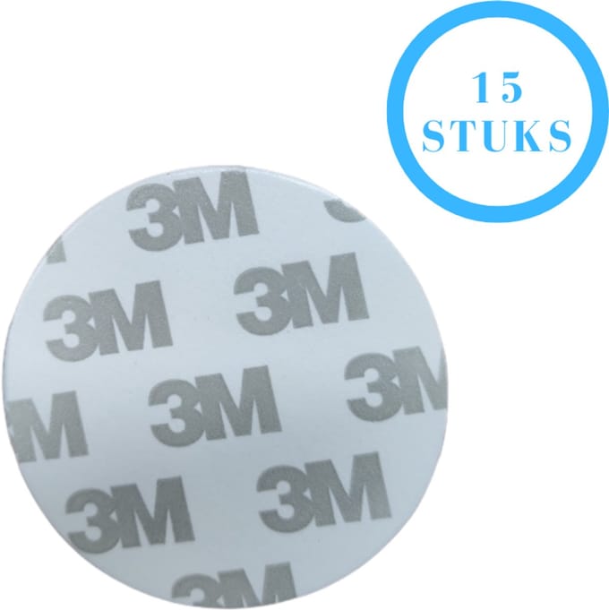 3M Plakstrips Rond - Dubbelzijdig Tape - Plakstrips Dubbelzijdig - 3M Tape - 5 CM - 15 Pack - Lichte Objecten
