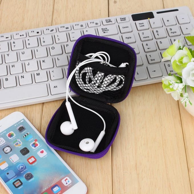 Étui rigide pour gadgets, pochette de rangement pour porte-clés, écouteurs, câble, ligne de données USB black