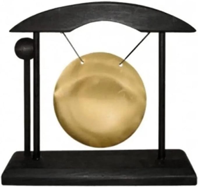 Tafelgong klein zwart en goud - 16x5x16 - Hout - Metaal