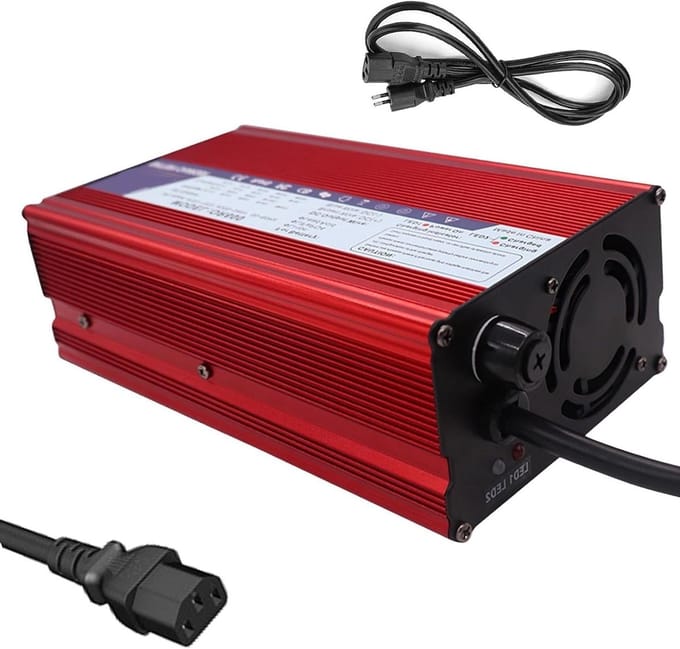 Acculader - Druppellader Slimme Lader - Voertuigen Opladen - Drie-traps Laadmodus - 36V 10A - Rood