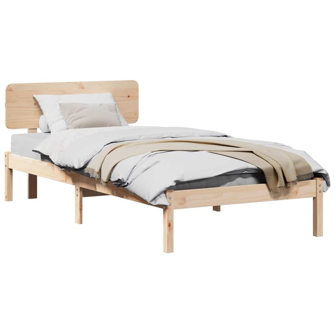 vidaXL - Bedframe - met - hoofdeinde - Naturel - 100 - x - 200 - cm - Massief - grenenhout