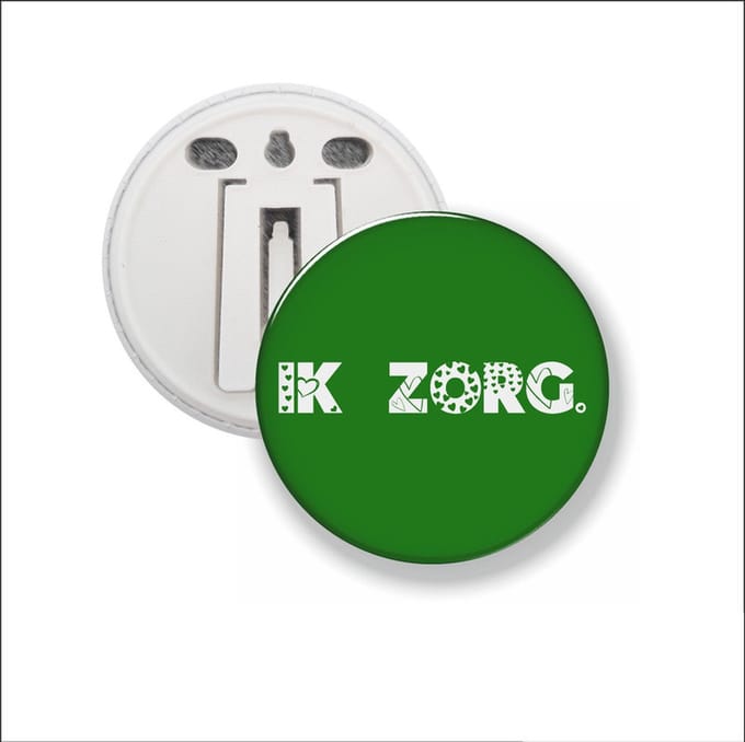 Button Met Clip 58 MM - Ik Zorg - Groen
