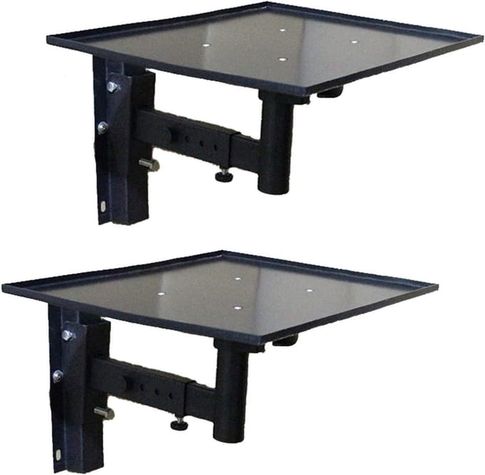 Luidspreker Muurbeugel - Projector Houder - Audio Installatie - Verstelbare Hoek - 35x25 cm Dienblad - Zwart