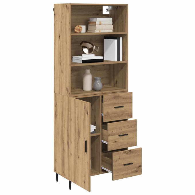 vidaXL - Highboard - 2 - st - Artisan - Eiken - 69,5 - x - 32,5 - x - 180 - cm - Bewerkt - hout