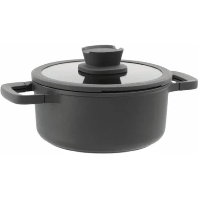LEO Kookpot antikleef met deksel Stone+ - Ø 24x11cm - Grijs - PFAS-vrij