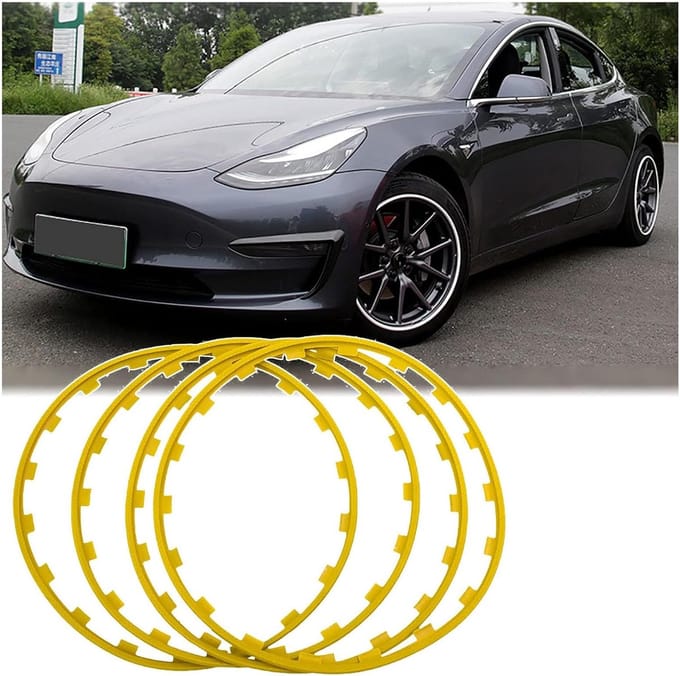 Velgbeschermers - Ring set - Velgen beschermen - Duurzaam nylon - 4 stuks - Geel
