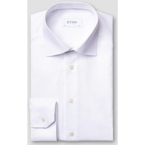 Eton Overhemd Cutaway Collar Rich Structured Textured Twill Wit / male