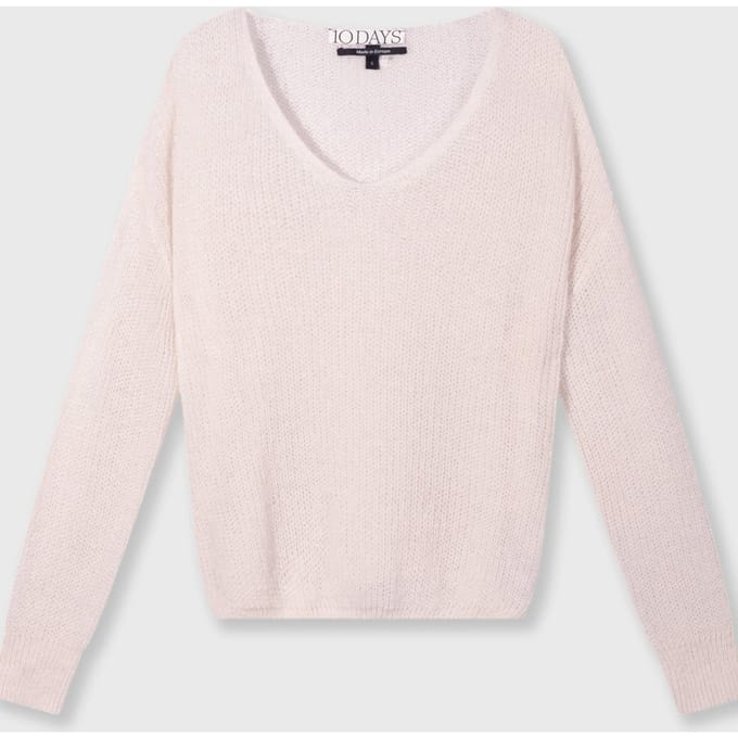 10DAYS Deep Neck Knit Sweater Marshmallow Maat: M | Sweaters Outlet | Dames | Wit
