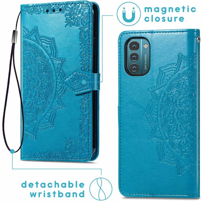 imoshion Hoesje - Geschikt voor Nokia G11 / Nokia G21 - Mandala Bookcase - Turquoise
