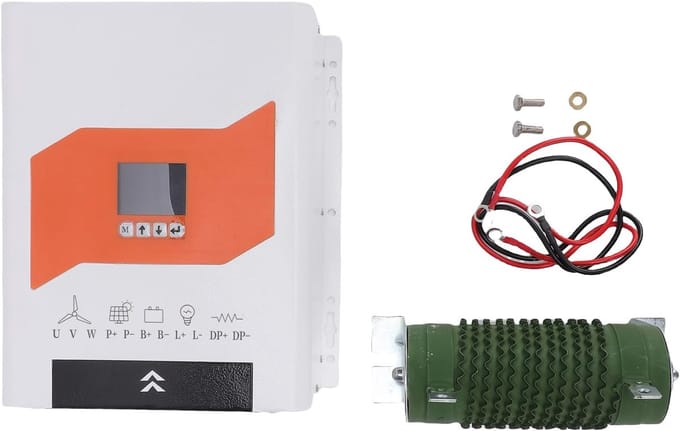 Hybride Laadregelaar - Wind Zonne Energie - Efficiënt Opladen - MPPT Technologie - 1000 W - Grijs