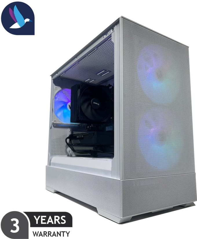 White Zalman Gaming PC - AMD Ryzen 7 8700F - Radeon RX 9060 XT - 32GB RAM - 1 TB SSD