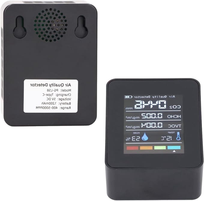 Luchtkwaliteitsmonitor - CO2-detector binnen - Binnenklimaat meten - Infraroodsensor technologie - Real-time meting - Wit