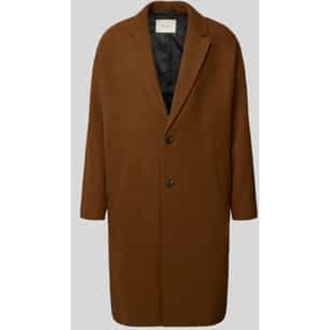 Regular fit lange wollen jas met reverskraag, model 'MILO'