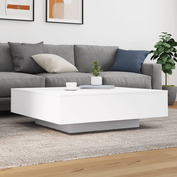 Vidaxl Salontafel, Wit, 100X100X31 Cm, Materiaal Houtvezelplaat
