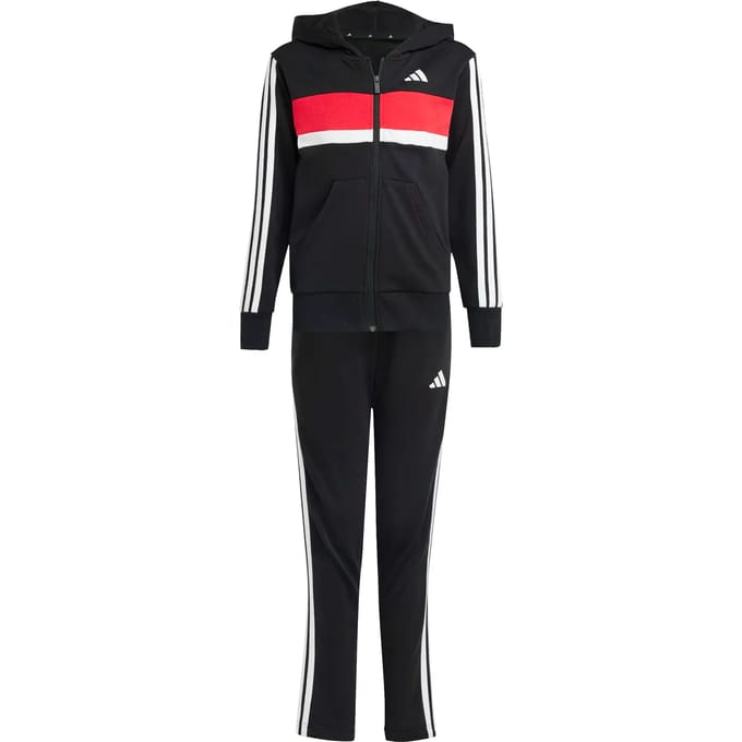 Adidas J 3S TIB FT TS kinder trainingspak zwart rood - Maat 128
