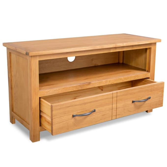 vidaXL - Tv-meubel - 90x35x48 - cm - massief - eikenhout