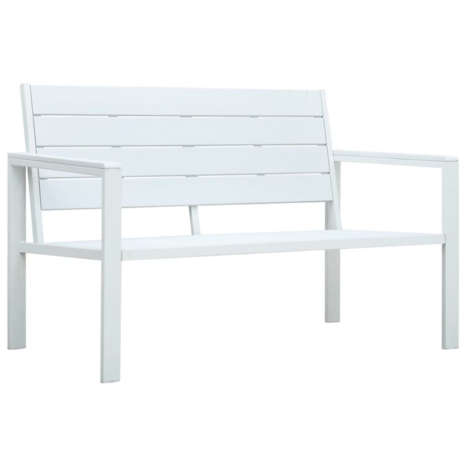 vidaXL - Tuinbank - hout-look - 120 - cm - HDPE - wit