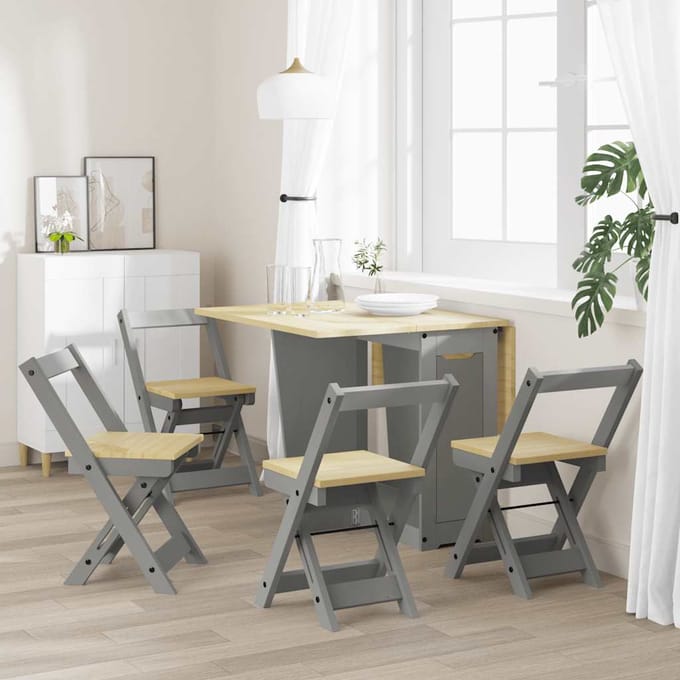 vidaXL - Klapstoelen - 4 - stuks - "Corona" - Grijs - Massief - Grenenhout