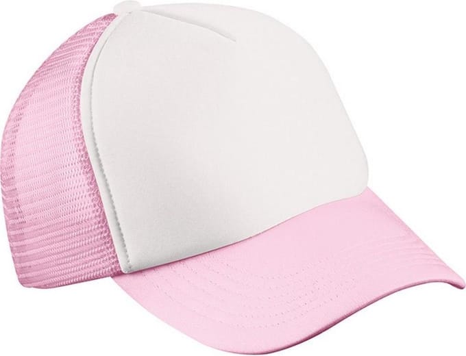 Myrtle Beach Kinderen/Kinderen 5 Panel Polyester Mesh Cap (Wit/Baby Roze)
