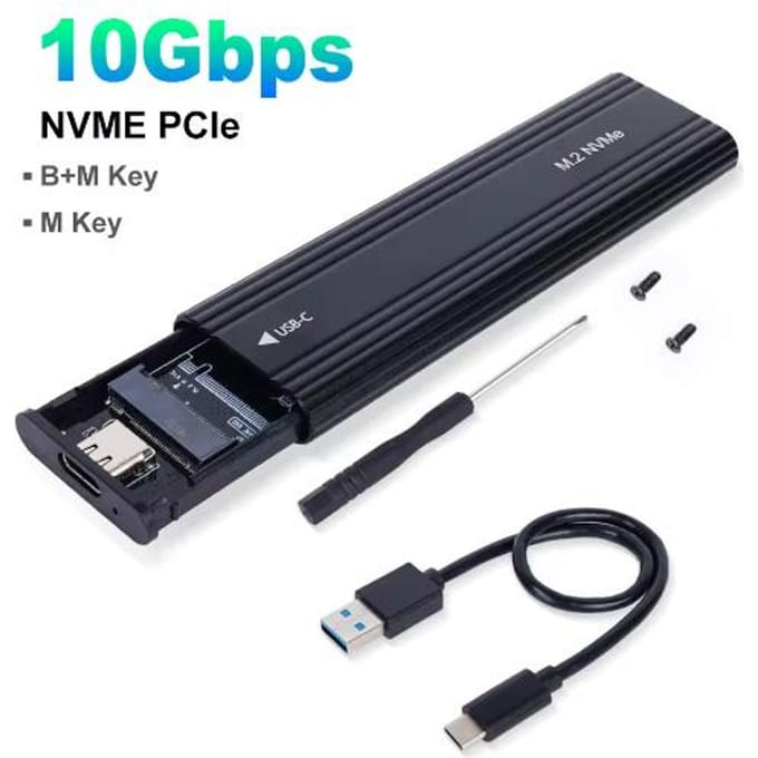 Boîtier externe pour disque SSD NVME M.2 2230/2242/2260/2280 M.2 vers USB C 10 Gbit/s SSD Boîtier en aluminium Type A+C pour clé M/M+B Only NVME 10Gbps