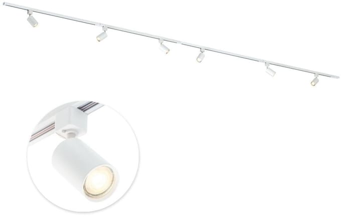 Qub Focus Railverlichting - Wit - 400 cm - I-Vorm - 6x GU10 Spots - Dimbaar - Complete Set