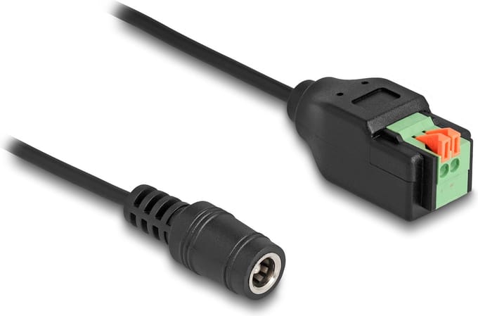 Delock DC 2.1 x 5.5 mm jack to Terminal Block Adapter with push-button 15 cm