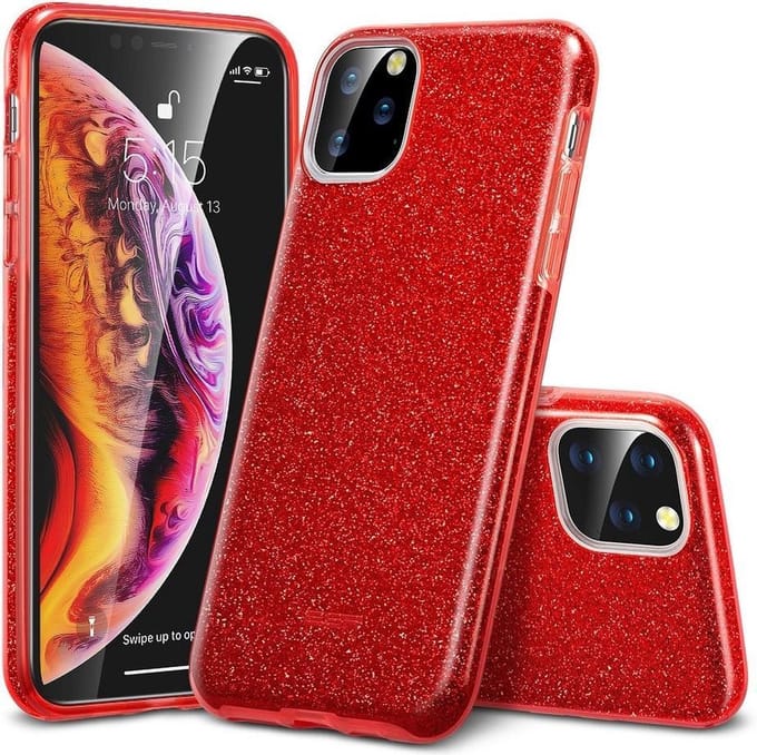 ESR Makeup Glitter-hoesje Geschikt voor iPhone 11 (6.1) - rood