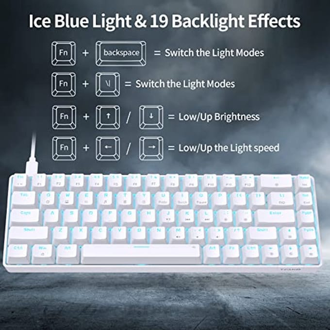 Compact Mechanical Gaming Keyboard 68 Keys - Blue Switches
