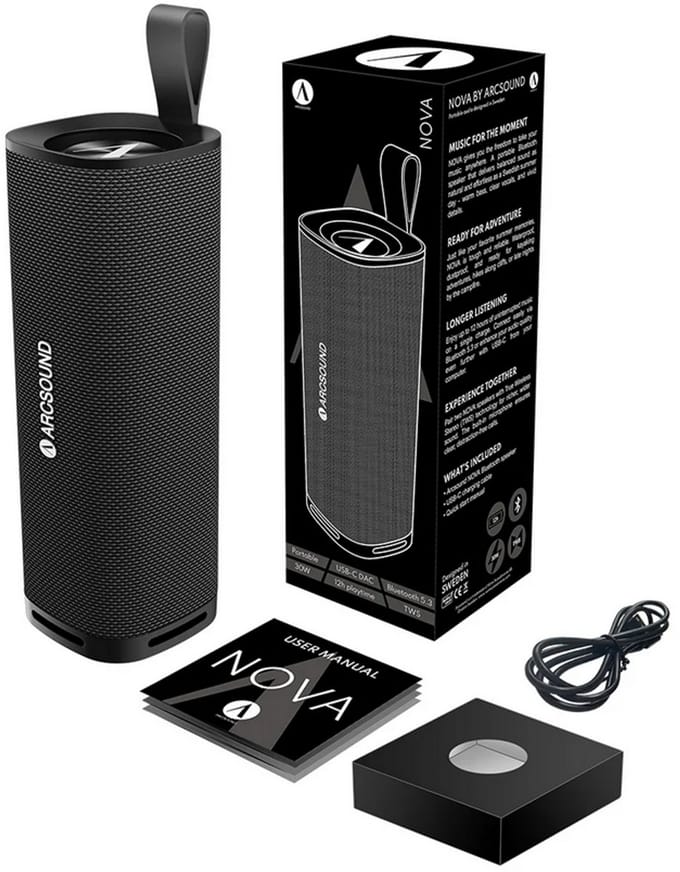 ARCSOUND NOVA Bluetooth speaker 30 Watt RMS/12 uur speeltijd/IPX6/True Wireless Mode/USB-C