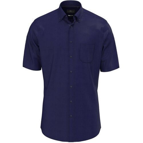 Fynch-Hatton Overhemd Seersucker Solid Color Short Sleeve Button-Down Navy / male
