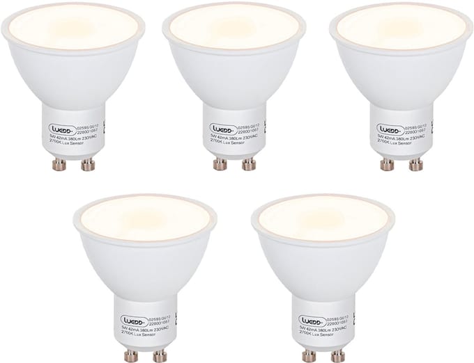 LUEDD Set van 5 GU10 LED lamp schemersensor 5W 380 lm 2700K