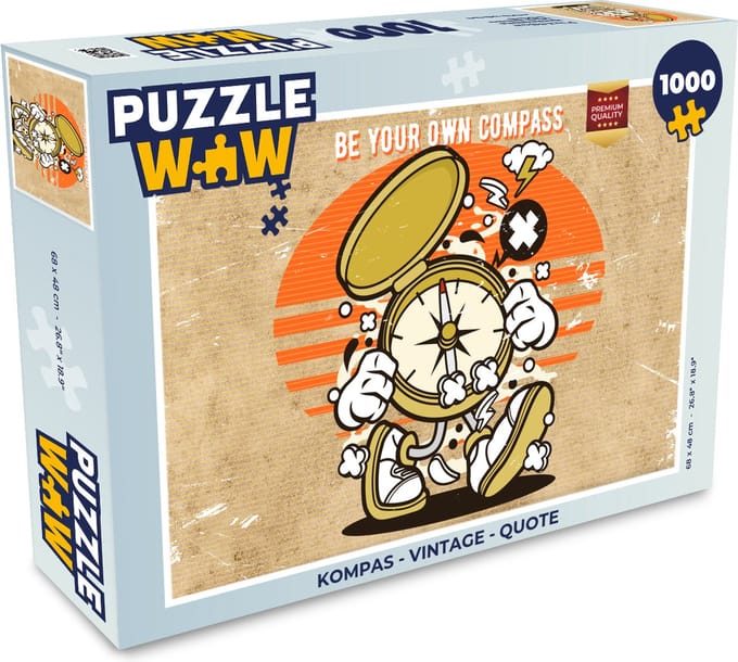 Puzzel Kompas - Vintage - Quote - Legpuzzel - Puzzel 1000 stukjes volwassenen