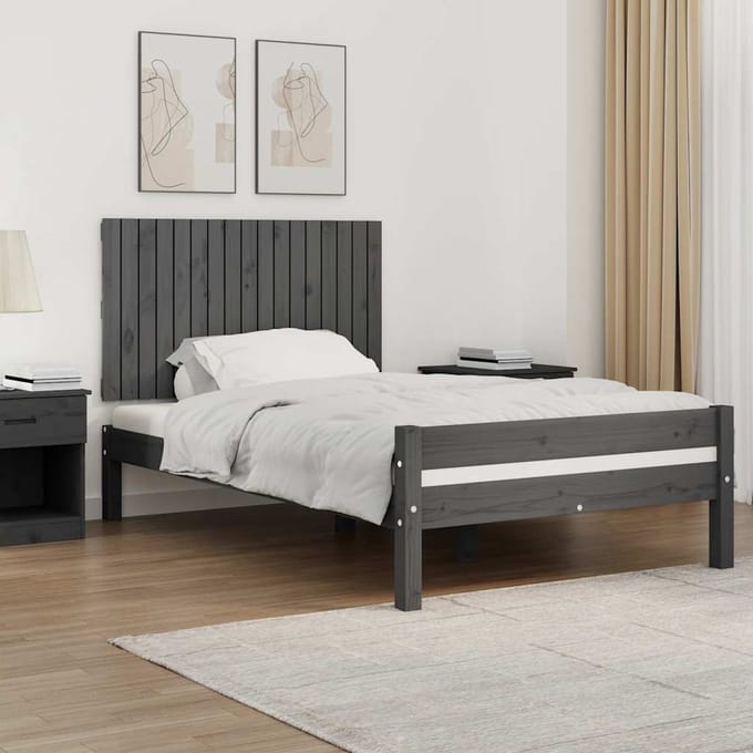 vidaXL - Wandhoofdbord - 108x3x60 - cm - massief - grenenhout - grijs
