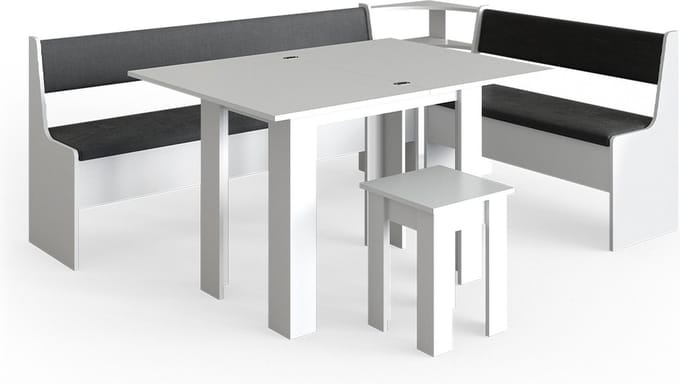 Vicco Roman Hoekbank set – 210 x 150 cm met tafel Wit