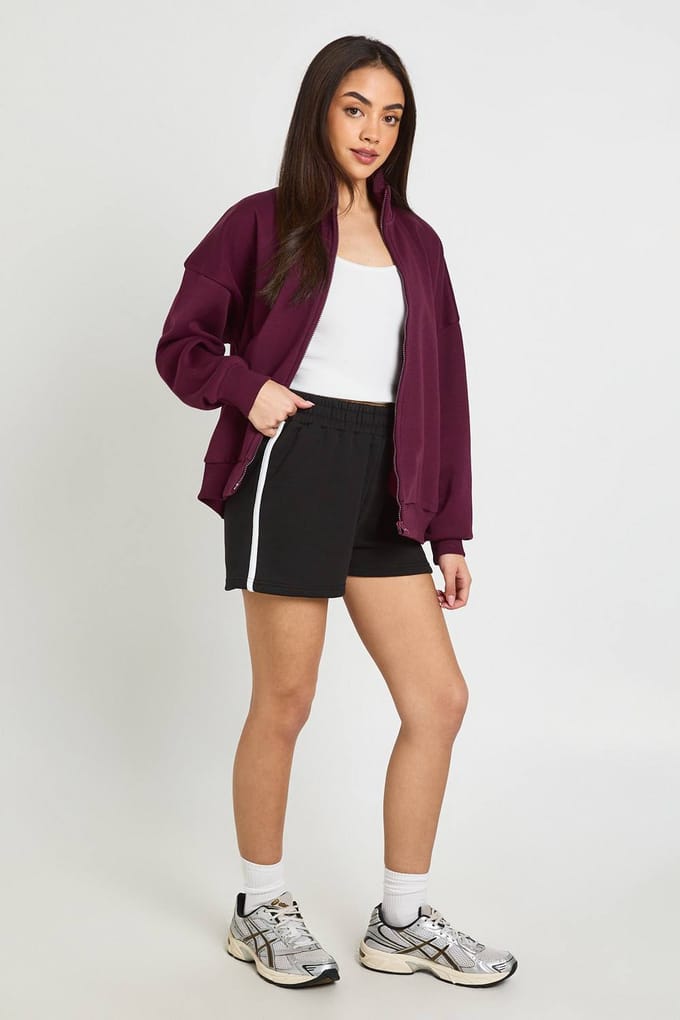 boohoo Dames Runner Short Met Contrastbies | Zwart | Maat: Small