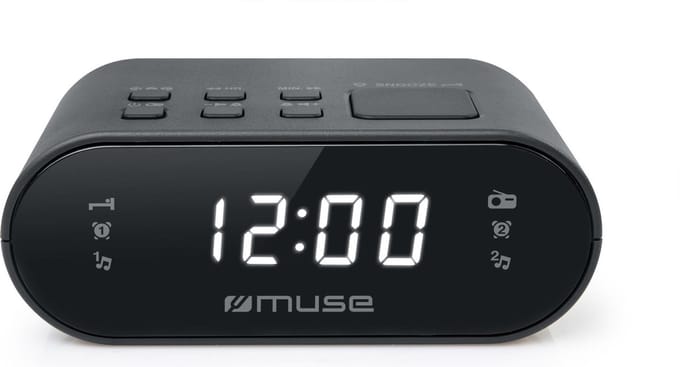 Muse M-10CR - Compacte wekkerradio - voorkeuzezenders - dimbaar display - sleep / snooze - back-up batterij
