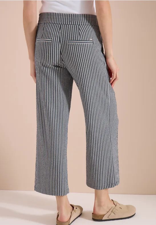 7/8 Wide Legs broek in seersucker stof