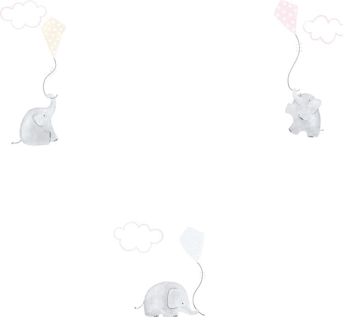 Casadeco My Little World behang olifanten bruin grijs roze