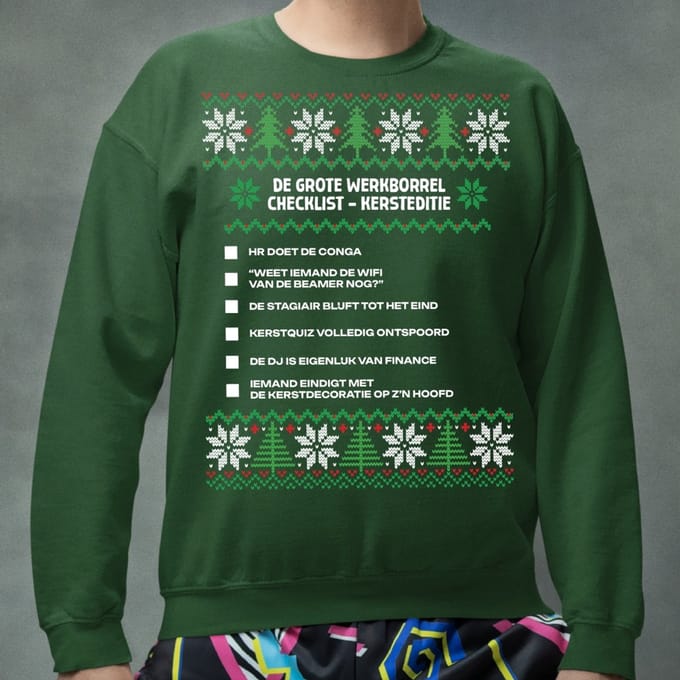 Kerst Trui Groen Kerstborrel - De Grote Werkborrel Checklist Kersteditie V2 3XL